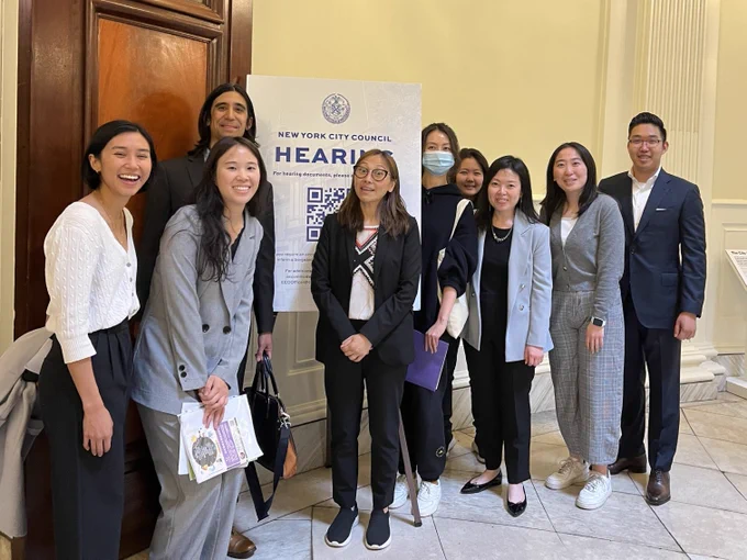 Representatives of the community-based organizations on the Asian American Mental Health Roundtable preparing to testify before New York City Council.