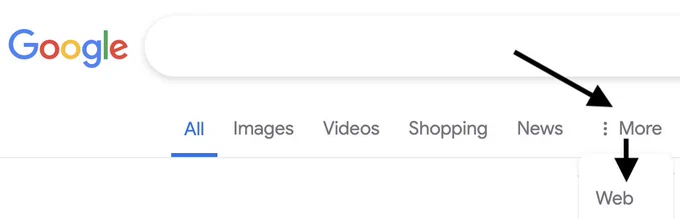 Web filter using the More option