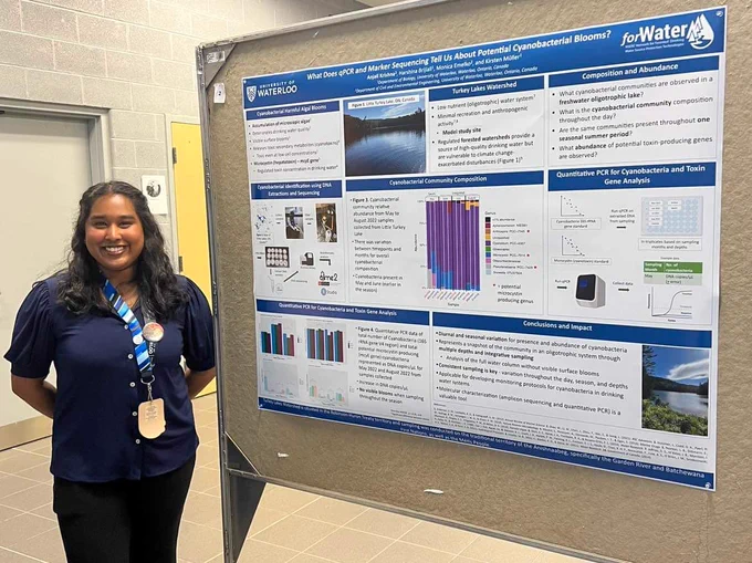 Anjali Krishna presenting her research at the poster session.
