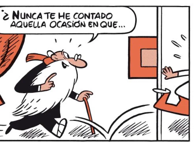 El abuelo Cebolleta persiguiendo a una víctima