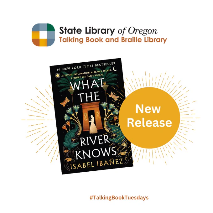 An image of Isabel Ibanez's new book WHAT THE RIVER KNOWS with bright yellow firework graphics and a banner that reads "New Release"