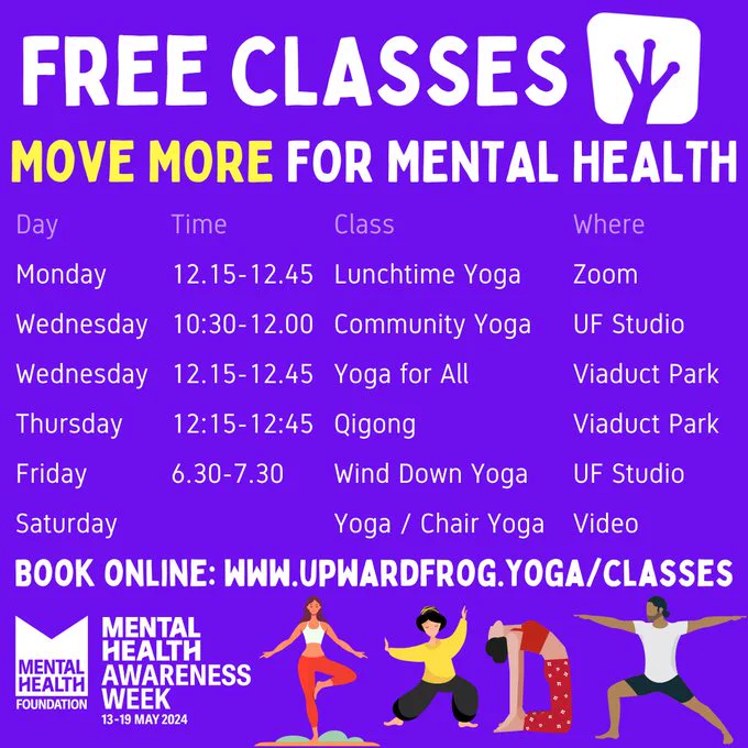 Free Yoga classes at Upward Frog for Mental Health Awareness Week

Book online www.upwardfrog.yoga/classes
