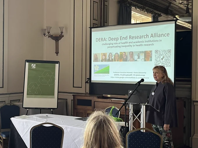 Our afternoon keynote speaker Caroline Mitchell on ‘Primary care research which is inclusive by design: lessons from a deep end research alliance in Yorkshire & Humber’.