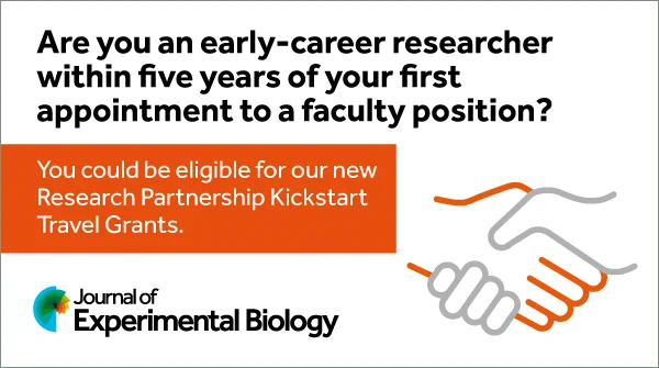 A banner stating 'Are you an early-career researcher within five years of your first appointment to a faculty position? You could be eligible for our new Research Travel Partnership Kickstart Travel Grants.'