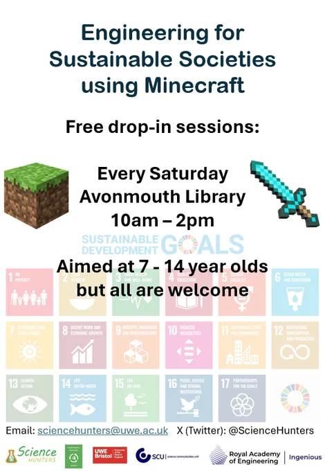 Poster containing the same text as the post, with some icons from Minecraft