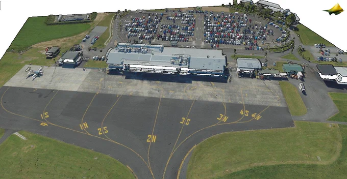 3D point cloud colored by aerial imagery RGB values of the Hamilton, New Zealand airport (HLZ).