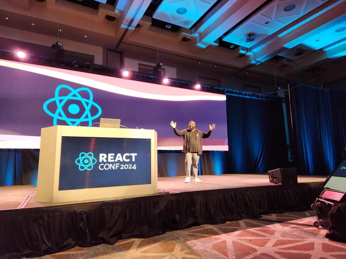 Ashley on stage at React Conf 