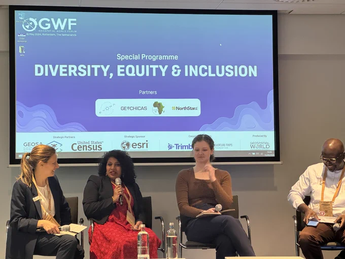 Marble’s Dr. Gopika Suresh at the panel about diversity, equity and inclusion at the Geospatial World Forum 2024 in Rotterdam