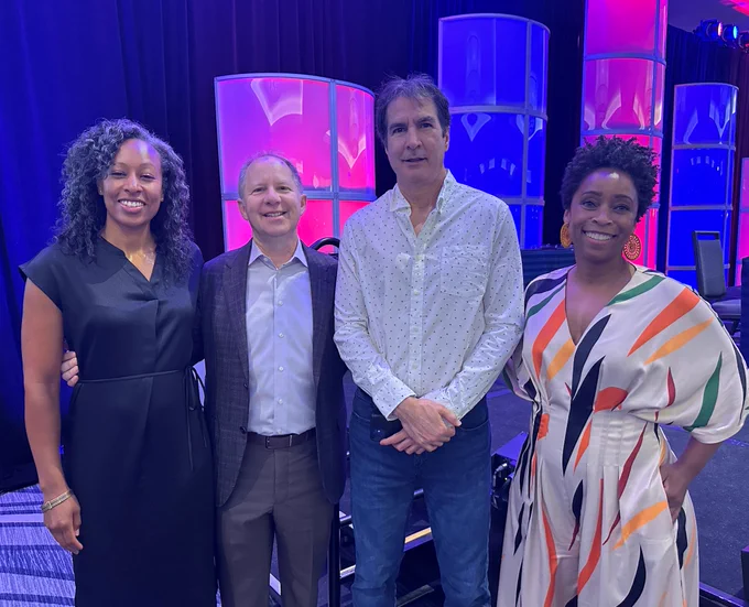 Pictured from left to right: Drs. Starr Knight, Peter Sokolove, Robert Rodriguez, and Evelyn Porter. Dr. Knight is the Vice Chair for Diversity, Equity and Inclusion and the Emergency Medicine Diversity, Equity and Inclusion Professor; Dr. Sokolove is the Department Chair and an Emergency Medicine Endowed Professor; Dr. Rodriguez is the Vice Chair for Clinical Research and Professor of Emergency Medicine; and Dr. Porter is Associate Professor of Emergency Medicine.