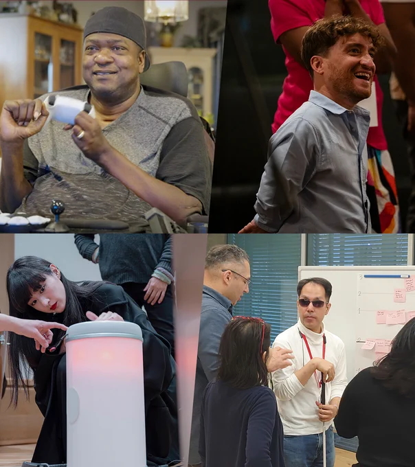 A photo of four people involved in the initiatives for accessibility with Sony.