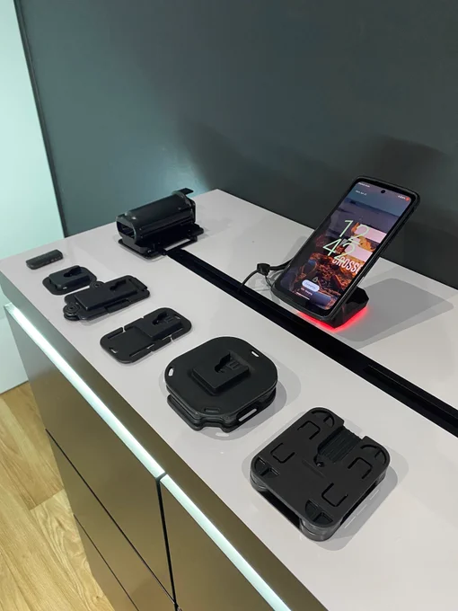 Peter Jones Klick Fast Docks for Carrying Portable Devices at the Crosscall stand at CCW 2024