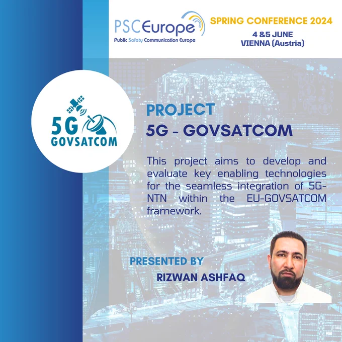 5G non-terrestrial networks (5G-NTN) satellite networks are poised to revolutionize connectivity, catering to a diverse range of applications and a massive user base. This project aims to develop and evaluate key enabling technologies for the seamless integration of 5G-NTN within the EU-GOVSATCOM framework ensuring efficient deployment of governmental satellite services across Europe 🌍