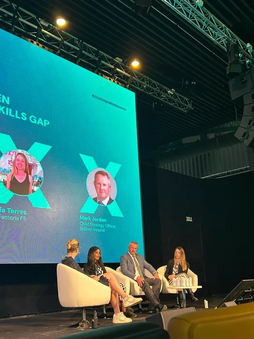 Joined with Mark on the panel discussion 'Leveraging the potential of women to address the advanced digital skills gap' were Stephanie von Behr, CEO, Founderland; Maria Mezher, HR Consultant; and Noelia Terres, CEO, Factoría F5.