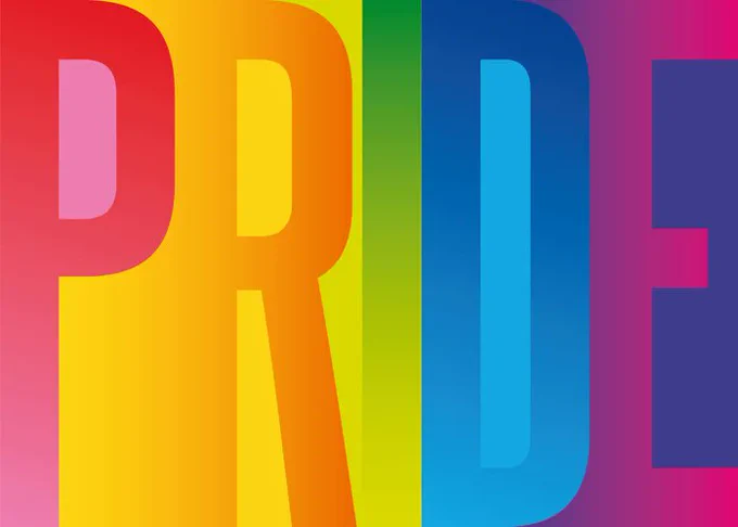 PRIDE in rainbow letters