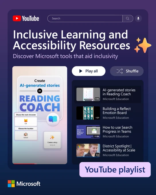 Inclusive Learning and Accessibility Resources
Discover Microsoft tools that aid in inclusivity
YouTube playlist