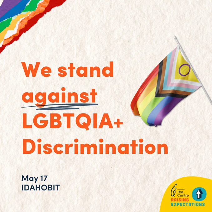 Image reads: We stand against LGBTQIA  discrimination
