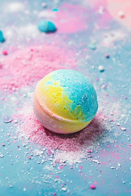 rainbow coloured bath bomb