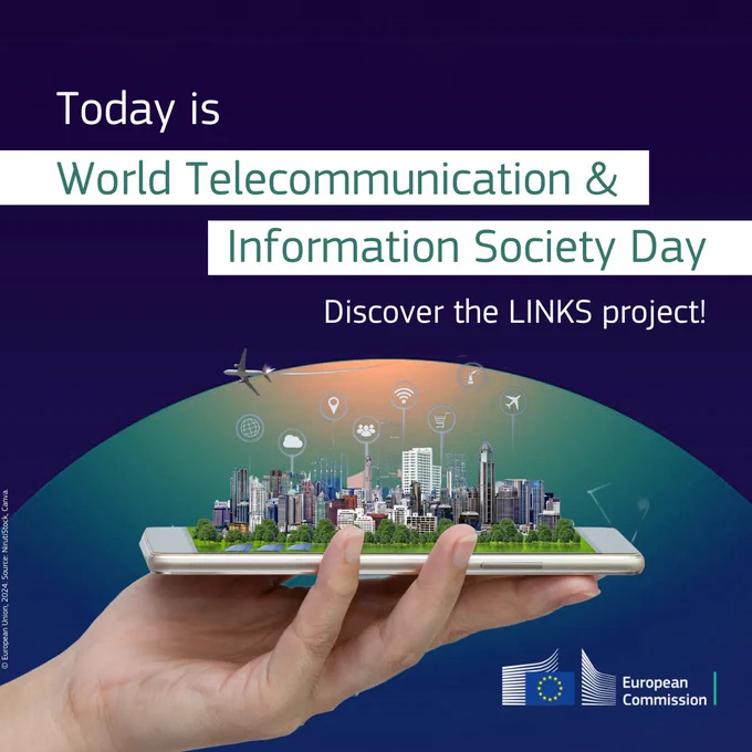 A blue visual that reads 'Today is World Telecommunication and Information Society Day'