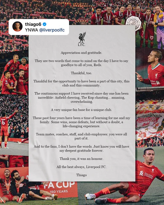 Social media repost graphic for Thiago Alcantara.