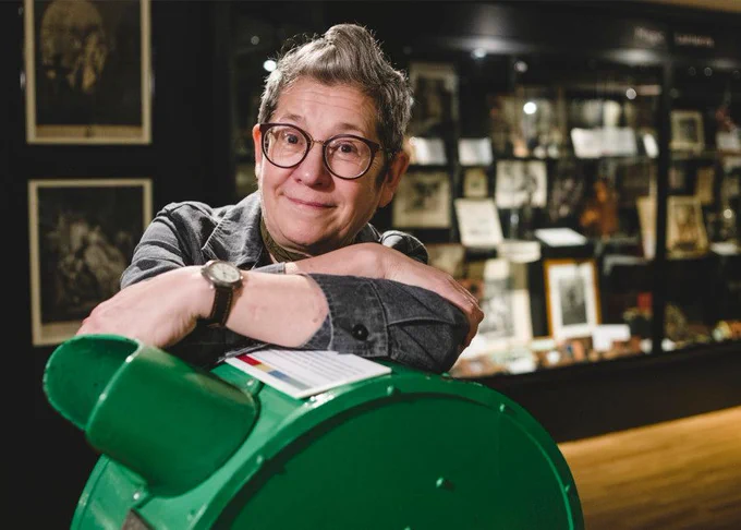 Lea Anderson in the Bill Douglas Cinema Museum 