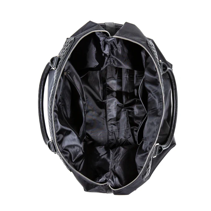 Top view of an empty travel bag.