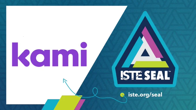 The kami logo, ISTE seal logo and iste.org/seal