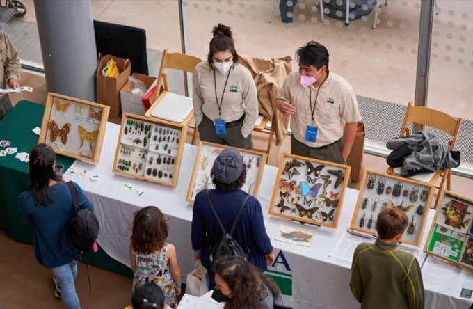 Photo of staff and visitors in USDA booth at Natural History Museum of Los Angeles County's Bug Fair. 

Photo credit: NHMLA