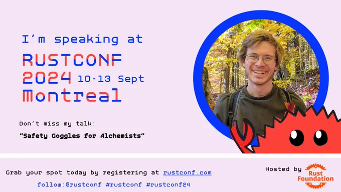 Advertising image for my talk, "Safety Goggles for Alchemists".