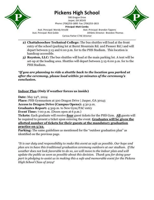 Graduation info