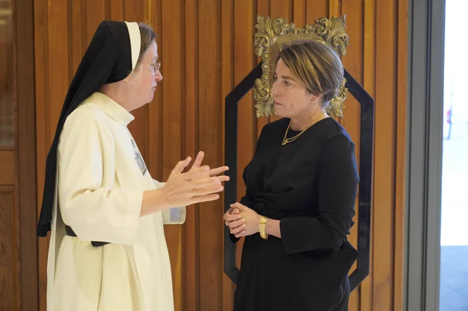 Governor Healey speaking with nun at Vatican.