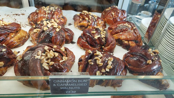 Cinnamon Bun & Caramelised Walnuts at Benjamin Lee's Artisan Bakery in Llandudno 