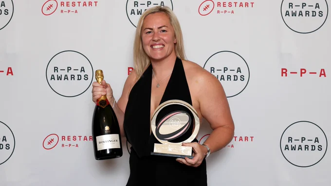 Marlie Packer poses with The RPA Special Merit Award during the RPA Awards at Grand Connaught Rooms