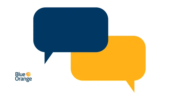 Conversation Bubbles and Blue Orange logo