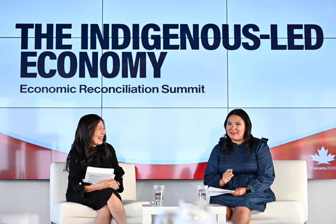 The Honourable Mary Ng, left, and Tiara Folkes, right, seated for an armchair discussion.