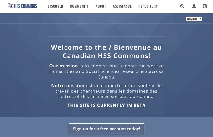 A snapshot of the HSSCommons website