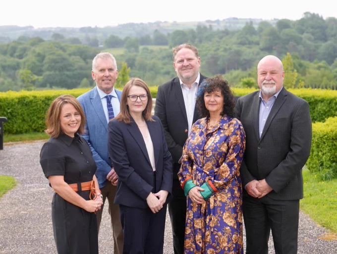 Group picture - Finance Minister Caoimhe Archibald pictured at a meeting of the Chief Executives' Forum 