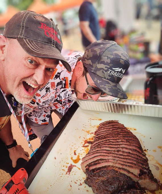 Traeger Day getting a little wild as th brisket looked great enough to dive in