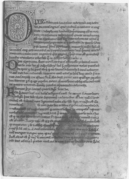Latin translation of Al-Khwarizmi' writings . It starts with “Dixit algorizmi “Algorithmi says.”  