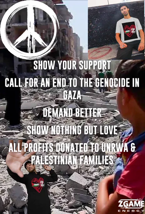 Step one is standing up for what is right.
Step two is taking positive action, to help in any way possible.
Call for an end to the genocide in Gaza.
Show your support.
Show nothing but love.
All profits donated to @UNRWA & Palestinian families.