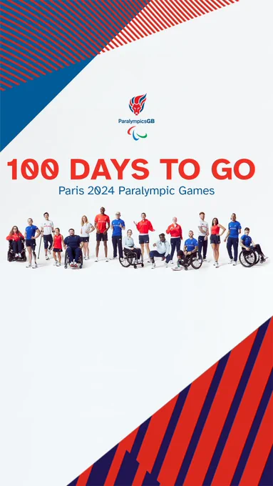 A graphic of a group of ParalympicsGB athletes with the words 100 days to go - Paris 2024 Paralympic Games