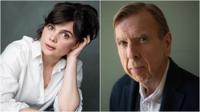 Headshots of Gwyneth Keyworth and Timothy Spall