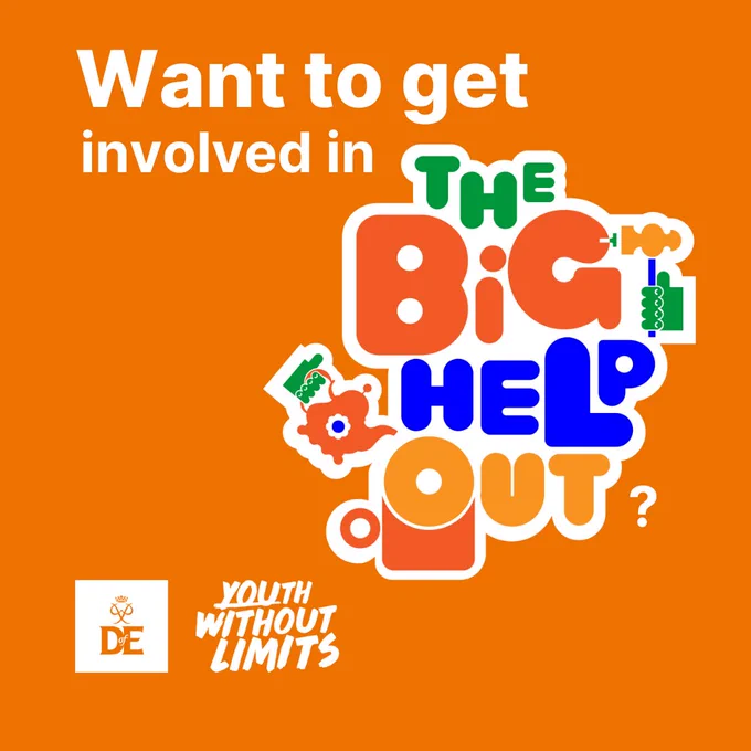 An orange graphic asking do you want to get involved in The Big Help Out? 