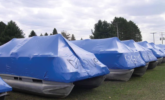 Boat shrink-wrap will be recycled through the Recycle Run program. Photo courtesy of Michigan Recycling Coalition.
