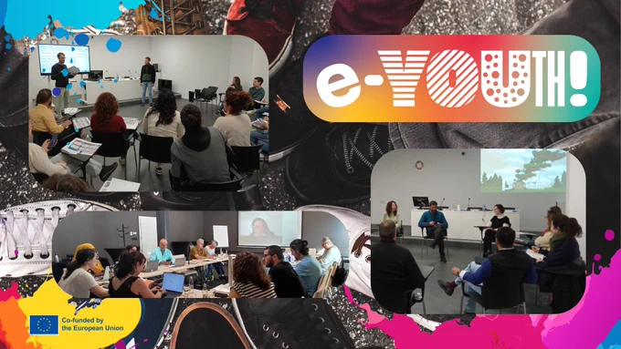 Collage de diferents imatges de reunions dutes a terme pel projecte eYOUth