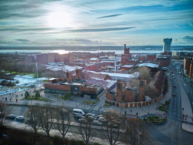 CGI showing an aerial view of the proposed new Liverpool Baltic station