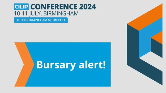 CILIP conference logo 2024 and copy: Bursary alert!
