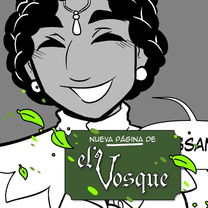 Imagen promocional del webcómic El Vosque con un trozo de una viñeta