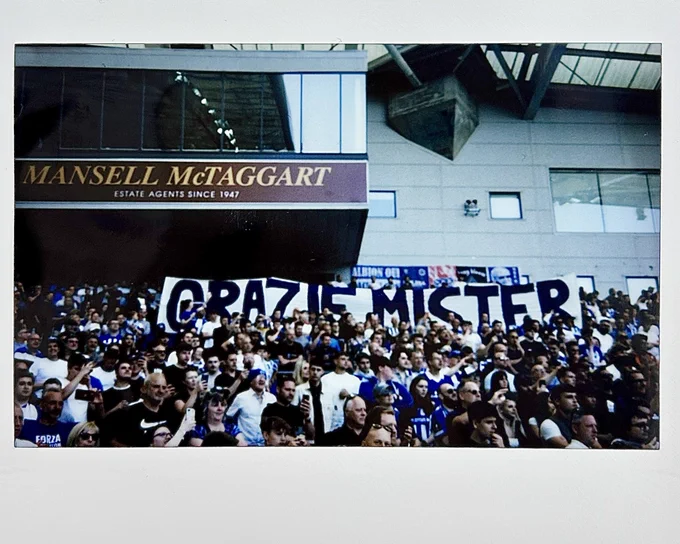 Polaroid picture of the West Stand at full time as fans say goodbye to Roberto.