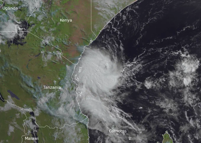 Satellite image of Tropical Storm Ialy near the coast of Kenya