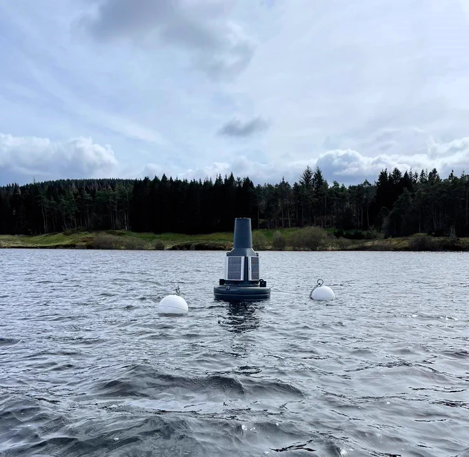 A data buoy at Carron Valley Reservoir